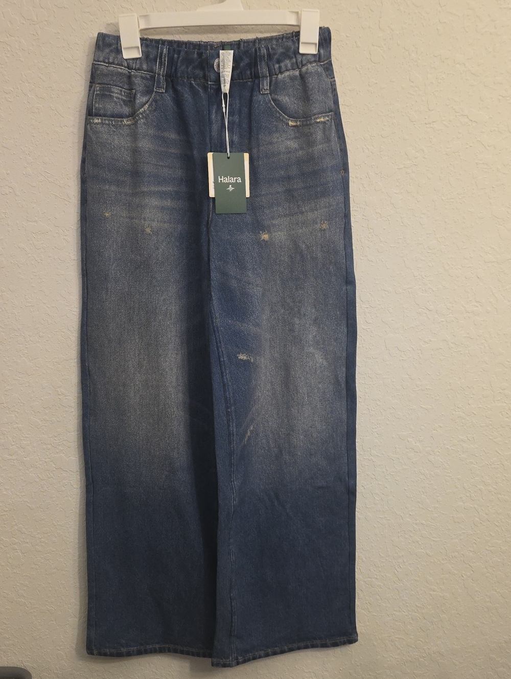 HALARA Men's Relaxed Wide-Leg Blue Jeans